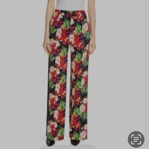 Veronica Beard Grigore Pants Floral High Rise Tuxedo Wide Leg Palazzo si…
